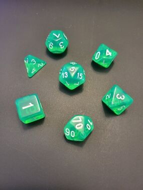 Green Clear RPG Polyhedral Dice Set